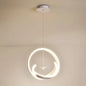 Modern Metallic LED Chandelier: Art Deco Loop Pendant Light for Dining Room