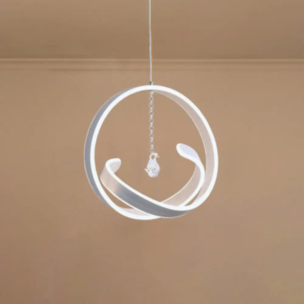 Modern Metallic LED Chandelier: Art Deco Loop Pendant Light for Dining Room