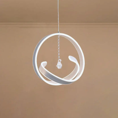 Modern Metallic LED Chandelier: Art Deco Loop Pendant Light for Dining Room