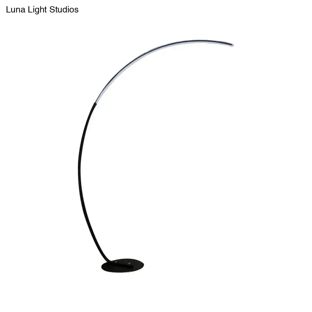 Modern black curved floor lamp with integrated led strip for living room use by decorbites, 220v-240v compatible