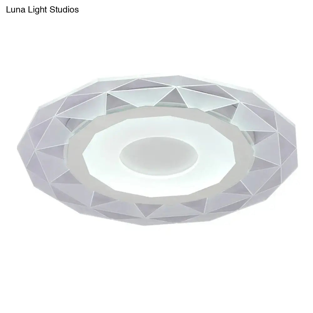 DecorBites™ DecorBites™ Modern Metallic LED Flush Ceiling Light - Circular Living Room Fixture in Clear