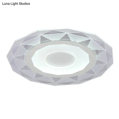 DecorBites™ DecorBites™ Modern Metallic LED Flush Ceiling Light - Circular Living Room Fixture in Clear