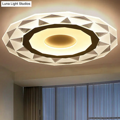 DecorBites™ DecorBites™ Modern Metallic LED Flush Ceiling Light - Circular Living Room Fixture in Clear