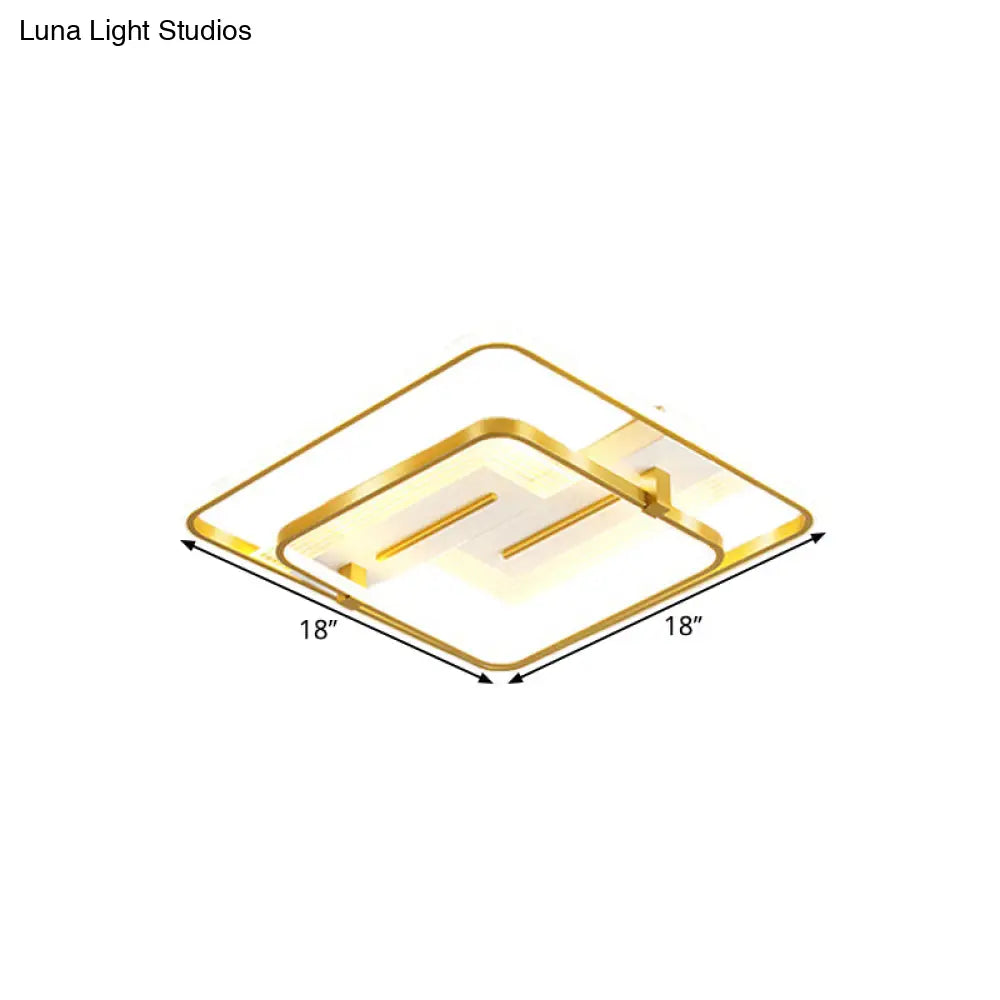 DecorBites™ DecorBites™ Modern Metallic LED Gold Flush Mount Lamp – Warm/White Light, 18"/21.5" Wide