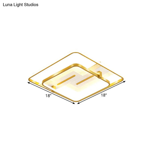 DecorBites™ DecorBites™ Modern Metallic LED Gold Flush Mount Lamp – Warm/White Light, 18"/21.5" Wide