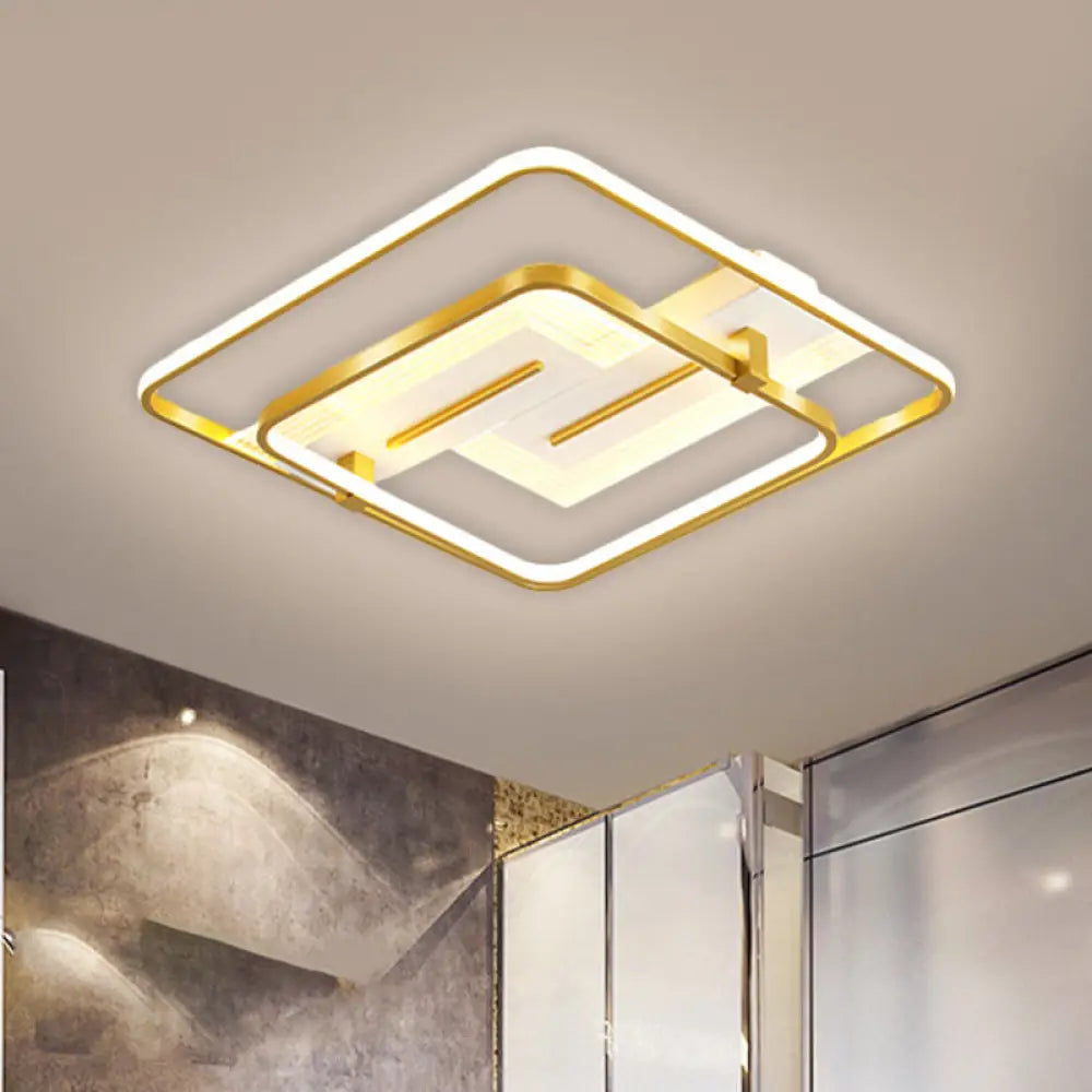 DecorBites™ DecorBites™ Modern Metallic LED Gold Flush Mount Lamp – Warm/White Light, 18"/21.5" Wide