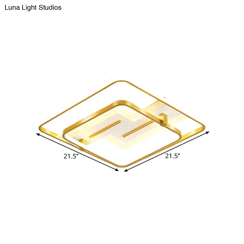 DecorBites™ DecorBites™ Modern Metallic LED Gold Flush Mount Lamp – Warm/White Light, 18"/21.5" Wide