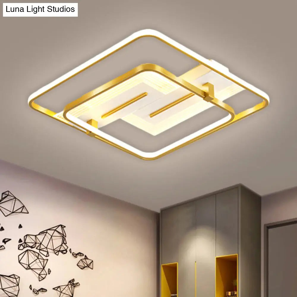DecorBites™ DecorBites™ Modern Metallic LED Gold Flush Mount Lamp – Warm/White Light, 18"/21.5" Wide