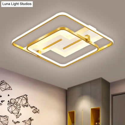DecorBites™ DecorBites™ Modern Metallic LED Gold Flush Mount Lamp – Warm/White Light, 18"/21.5" Wide