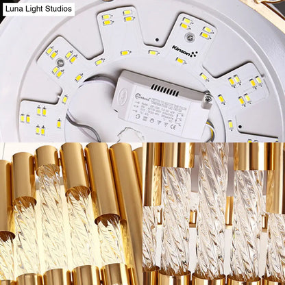 Lámpara colgante LED metálica moderna - Impresionante lámpara de araña dorada para sala de estar