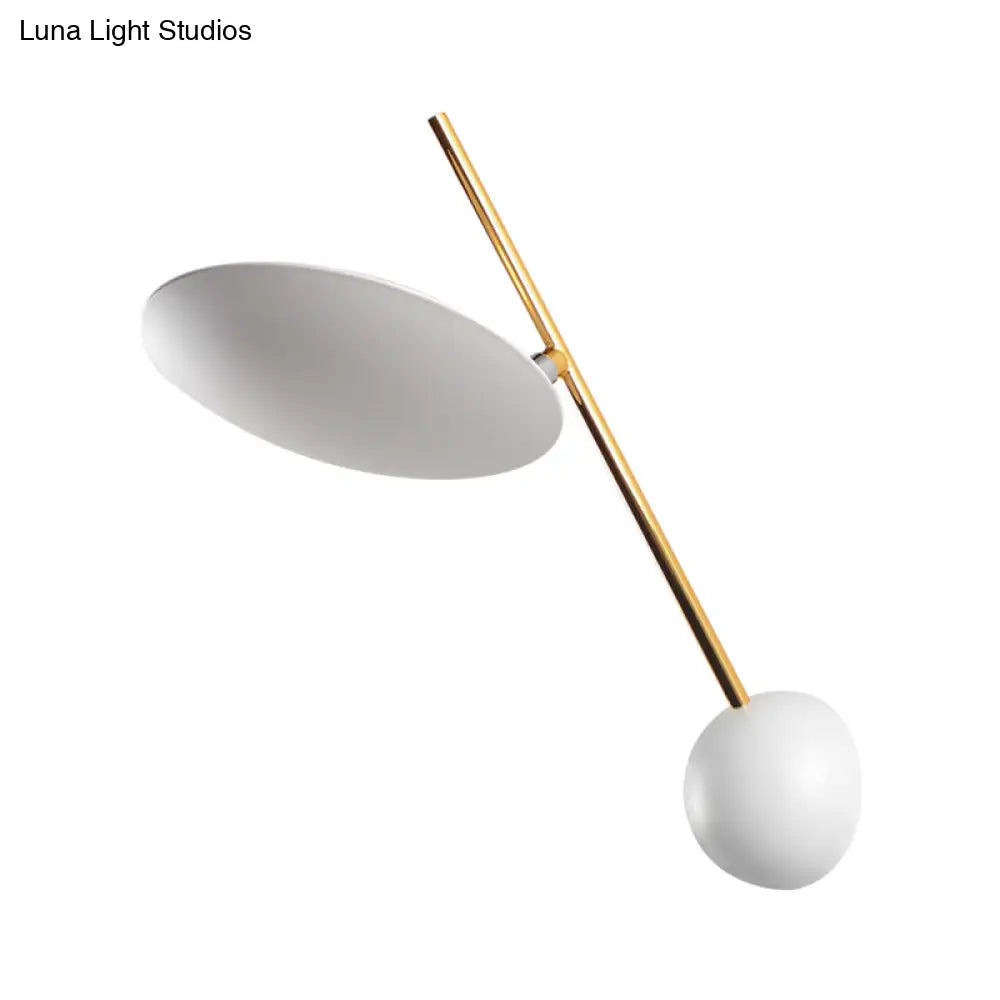 DecorBites™ DecorBites™ Modern Metallic LED Wall Sconce with White Disk Reading Light and Semicircle Backplate