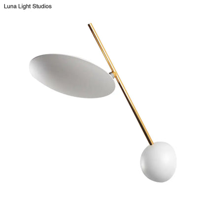 DecorBites™ DecorBites™ Modern Metallic LED Wall Sconce with White Disk Reading Light and Semicircle Backplate