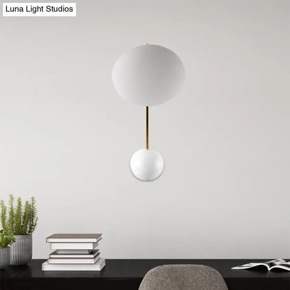 DecorBites™ DecorBites™ Modern Metallic LED Wall Sconce with White Disk Reading Light and Semicircle Backplate