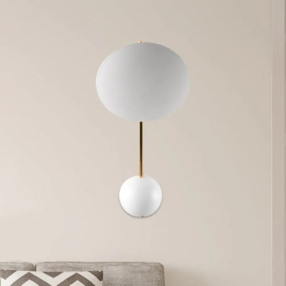 DecorBites™ DecorBites™ Modern Metallic LED Wall Sconce with White Disk Reading Light and Semicircle Backplate