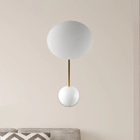 DecorBites™ DecorBites™ Modern Metallic LED Wall Sconce with White Disk Reading Light and Semicircle Backplate