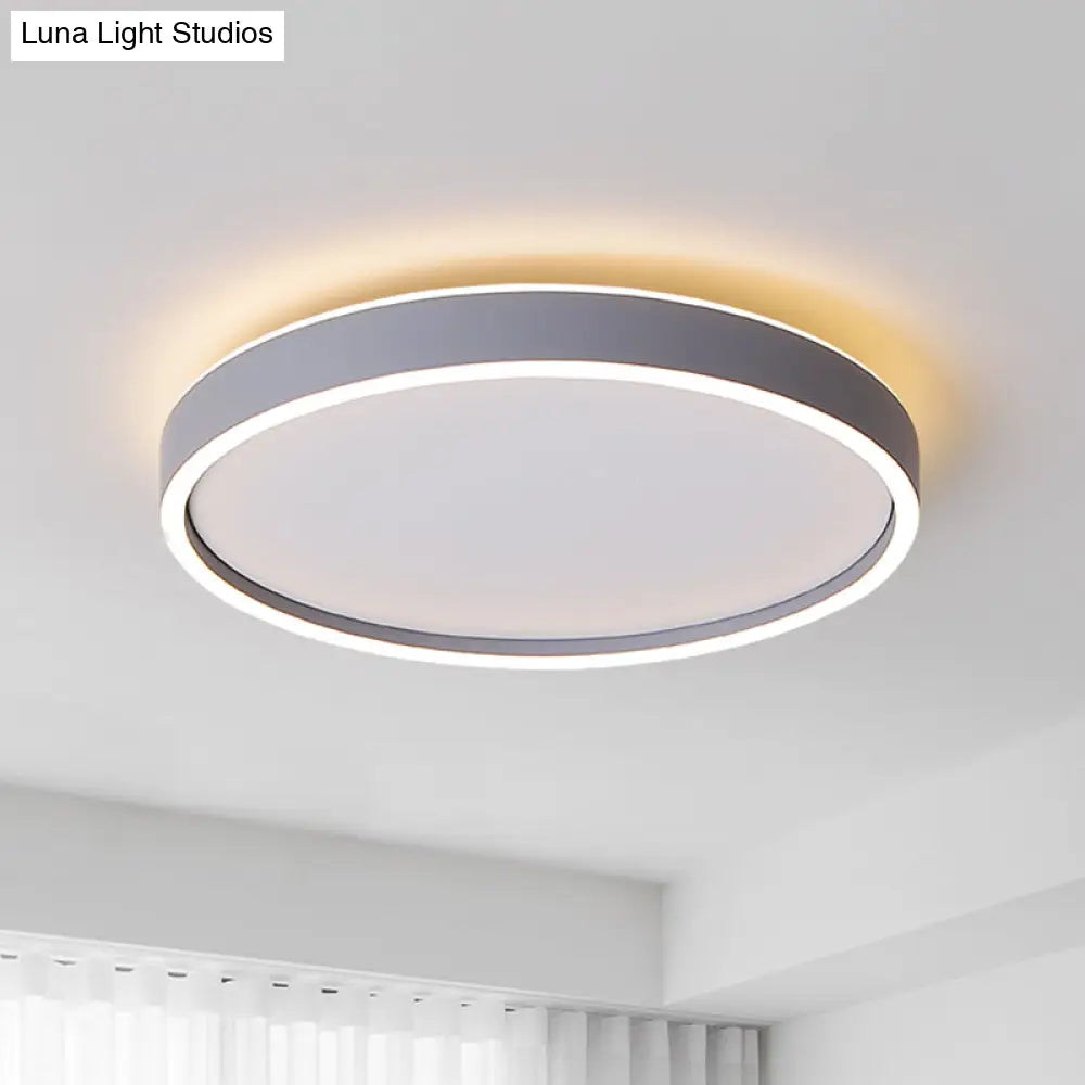 DecorBites™ DecorBites™ Modern Metallic Round LED Flushmount Ceiling Light, White/Warm Light, 16"/19.5" Dia