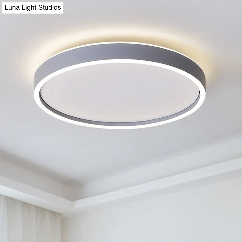 DecorBites™ DecorBites™ Modern Metallic Round LED Flushmount Ceiling Light, White/Warm Light, 16"/19.5" Dia