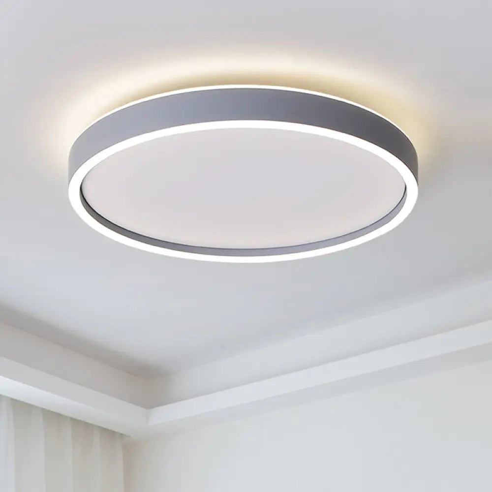 DecorBites™ DecorBites™ Modern Metallic Round LED Flushmount Ceiling Light, White/Warm Light, 16"/19.5" Dia