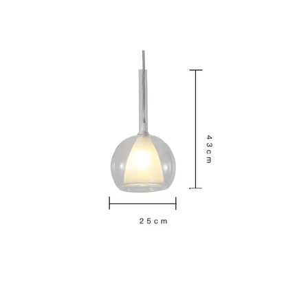Modern metallic spherical designer glass chandelier featuring a warm glowing pendant light with chrome suspension rod