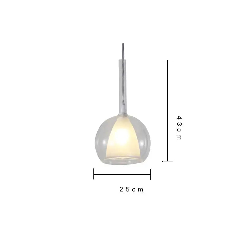 Modern metallic spherical designer glass chandelier featuring a warm glowing pendant light with chrome suspension rod