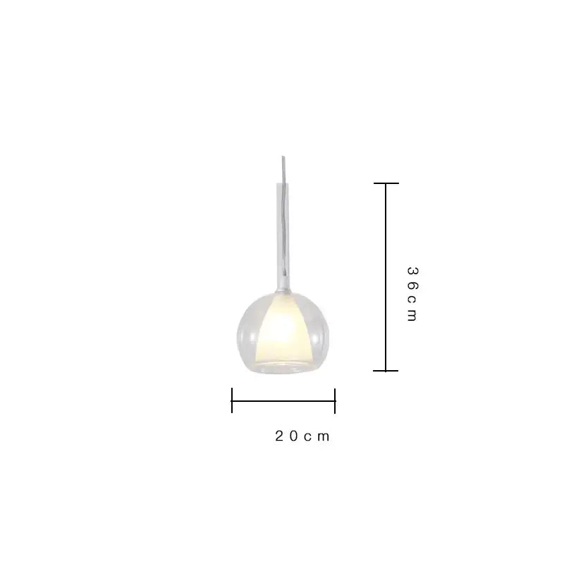A sleek modern pendant light with a transparent glass globe and slender metallic stem decorbites designer glass chandelier