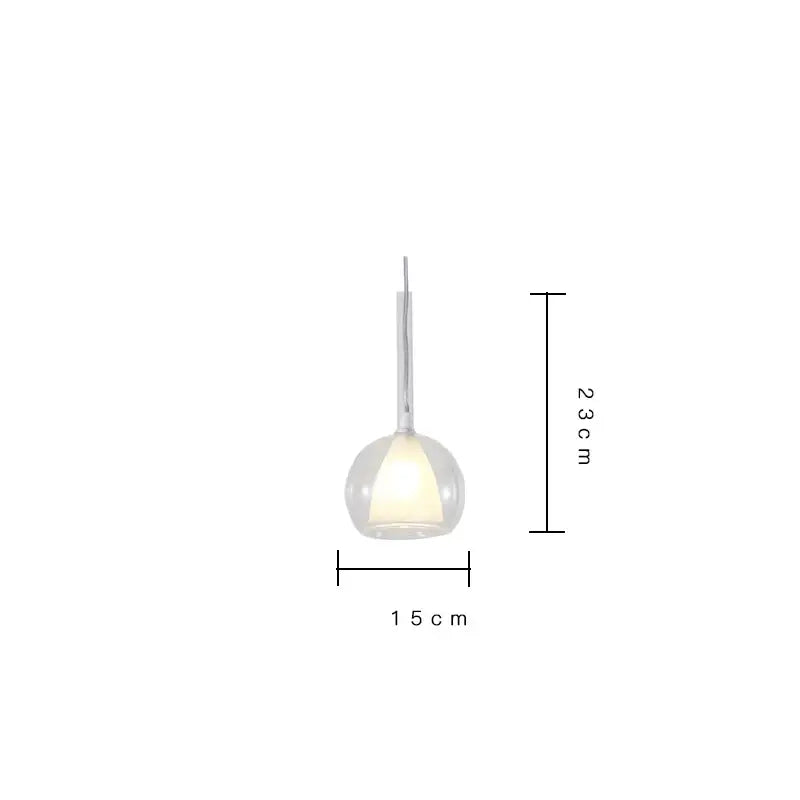 Modern metallic spherical designer glass chandelier featuring a sleek pendant light with transparent globe and metallic stem