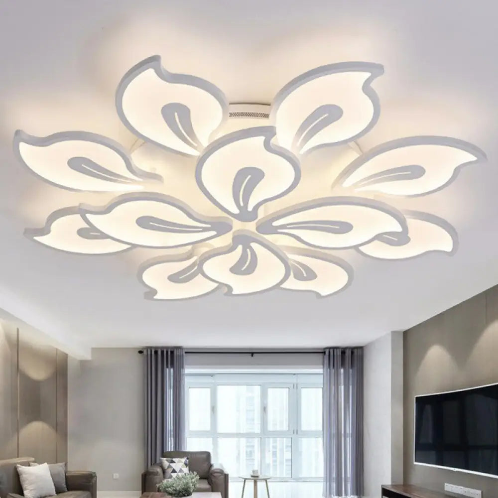 DecorBites™ DecorBites™ Modern Metallic White LED Semi Flush Mount Ceiling Light Fixture - Blossom Style
