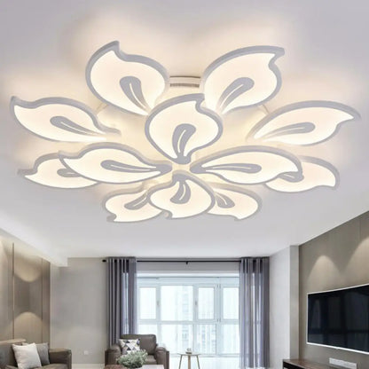 DecorBites™ DecorBites™ Modern Metallic White LED Semi Flush Mount Ceiling Light Fixture - Blossom Style