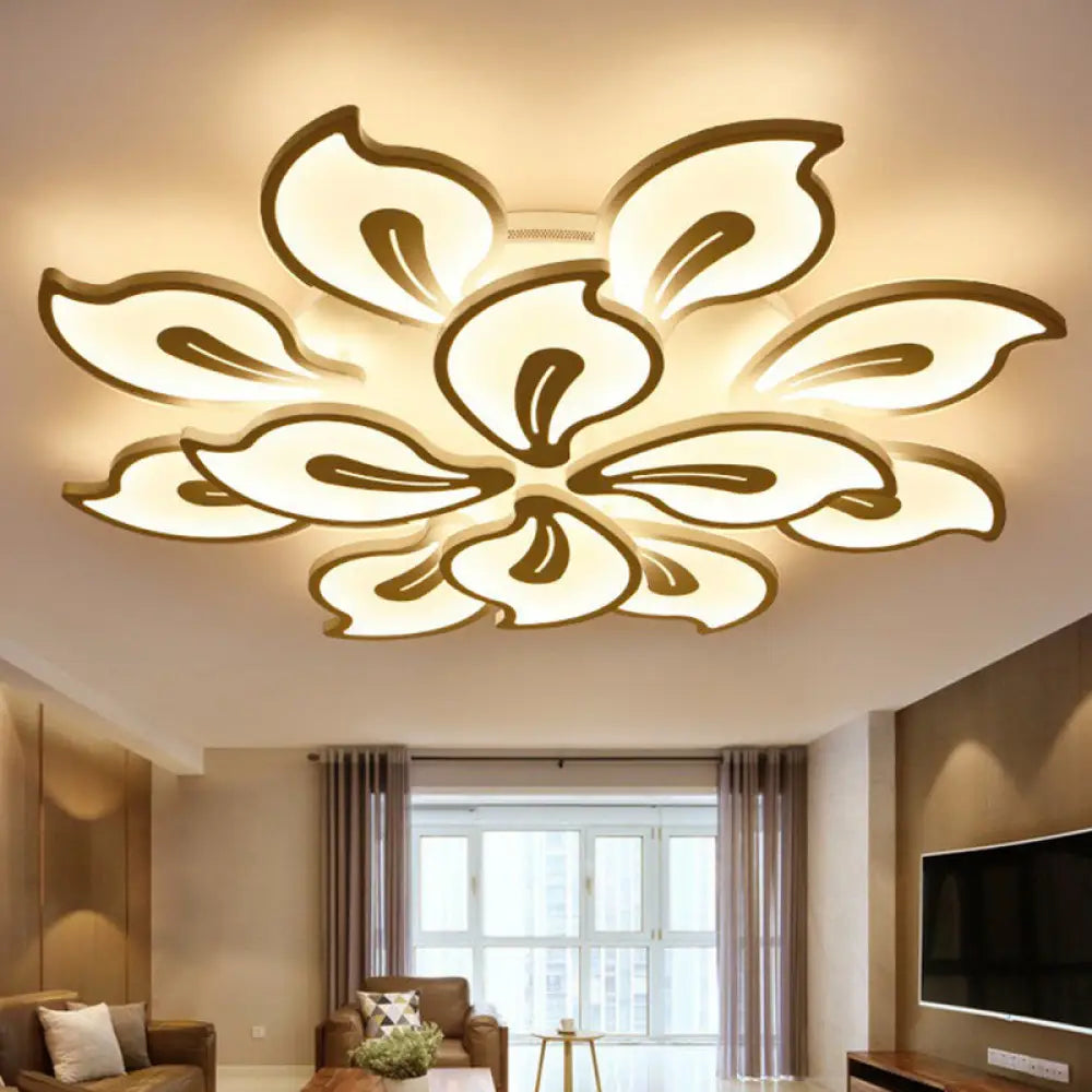 DecorBites™ DecorBites™ Modern Metallic White LED Semi Flush Mount Ceiling Light Fixture - Blossom Style