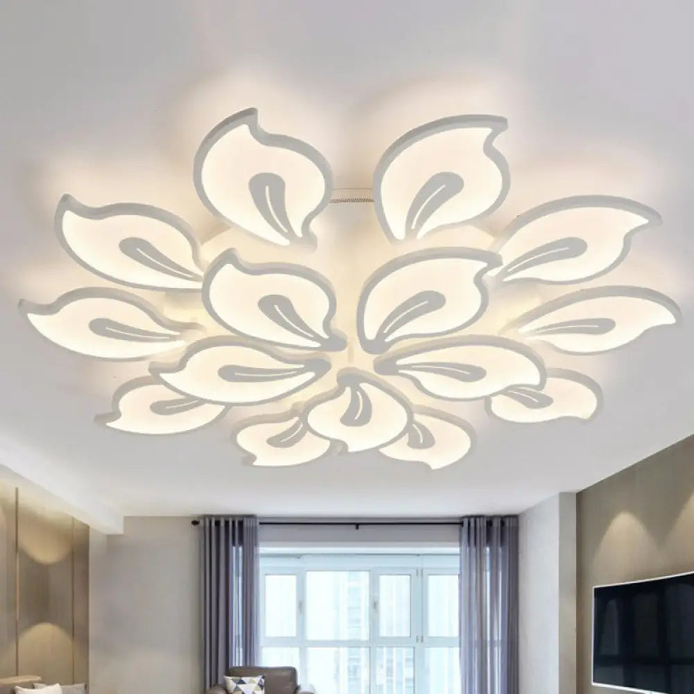 DecorBites™ DecorBites™ Modern Metallic White LED Semi Flush Mount Ceiling Light Fixture - Blossom Style
