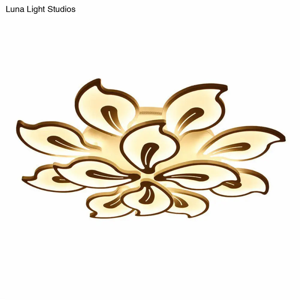 DecorBites™ DecorBites™ Modern Metallic White LED Semi Flush Mount Ceiling Light Fixture - Blossom Style