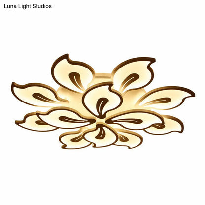 DecorBites™ DecorBites™ Modern Metallic White LED Semi Flush Mount Ceiling Light Fixture - Blossom Style