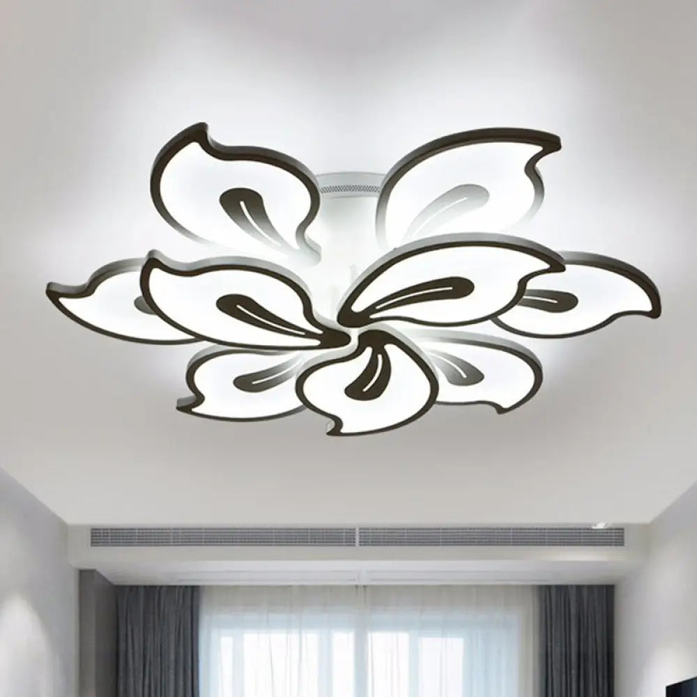 DecorBites™ DecorBites™ Modern Metallic White LED Semi Flush Mount Ceiling Light Fixture - Blossom Style
