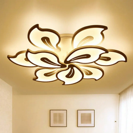 DecorBites™ DecorBites™ Modern Metallic White LED Semi Flush Mount Ceiling Light Fixture - Blossom Style