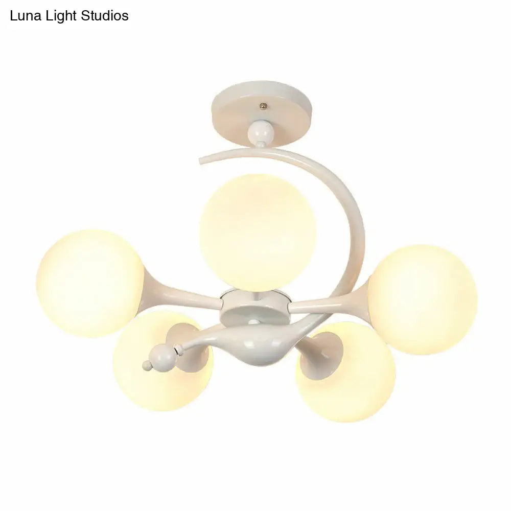DecorBites™ DecorBites™ Modern Milk Glass Dining Room Ceiling Light - Spherical Semi Flush Mount Fixture