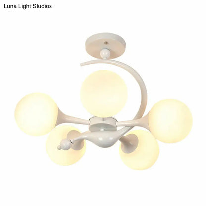 DecorBites™ DecorBites™ Modern Milk Glass Dining Room Ceiling Light - Spherical Semi Flush Mount Fixture
