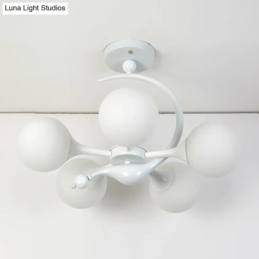 DecorBites™ DecorBites™ Modern Milk Glass Dining Room Ceiling Light - Spherical Semi Flush Mount Fixture