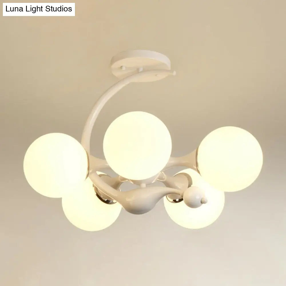 DecorBites™ DecorBites™ Modern Milk Glass Dining Room Ceiling Light - Spherical Semi Flush Mount Fixture