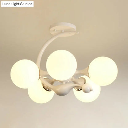 DecorBites™ DecorBites™ Modern Milk Glass Dining Room Ceiling Light - Spherical Semi Flush Mount Fixture