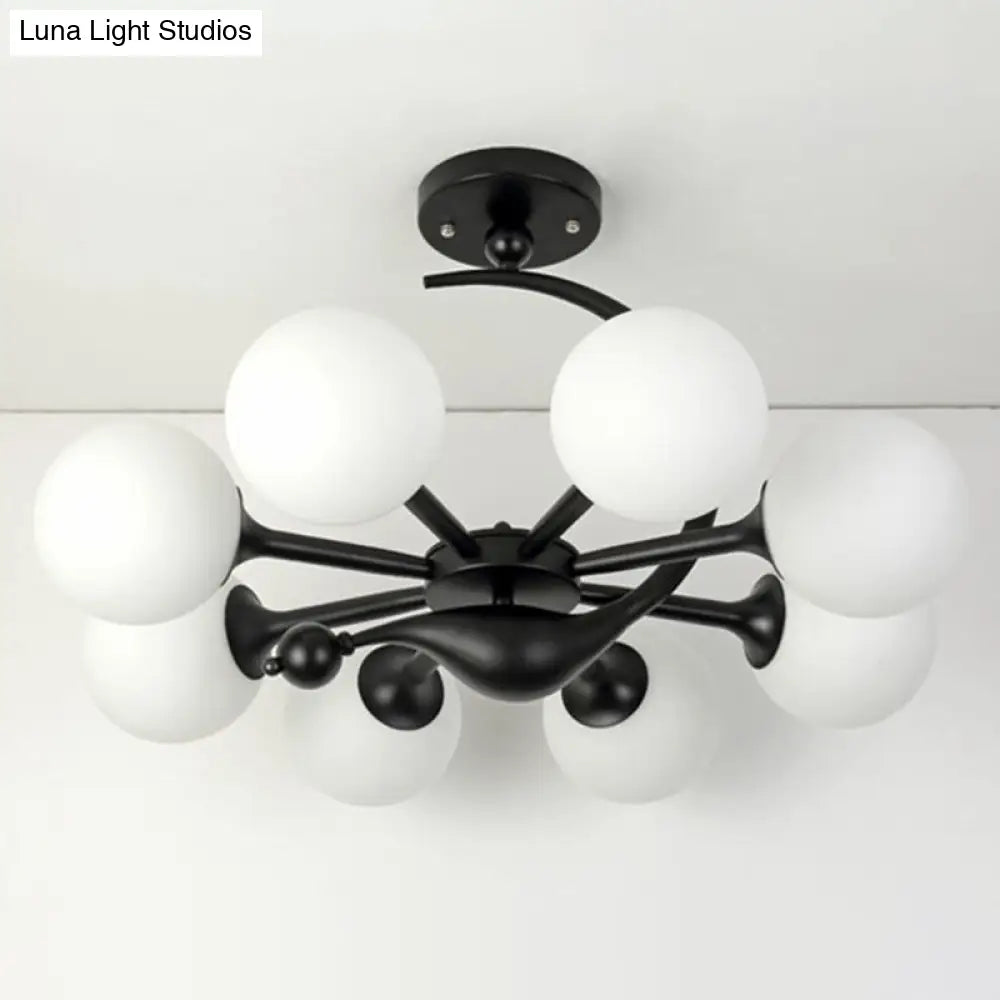 DecorBites™ DecorBites™ Modern Milk Glass Dining Room Ceiling Light - Spherical Semi Flush Mount Fixture