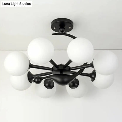 DecorBites™ DecorBites™ Modern Milk Glass Dining Room Ceiling Light - Spherical Semi Flush Mount Fixture