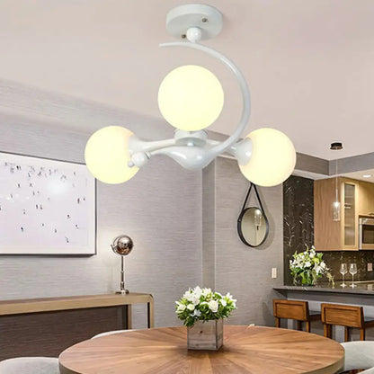 DecorBites™ DecorBites™ Modern Milk Glass Dining Room Ceiling Light - Spherical Semi Flush Mount Fixture