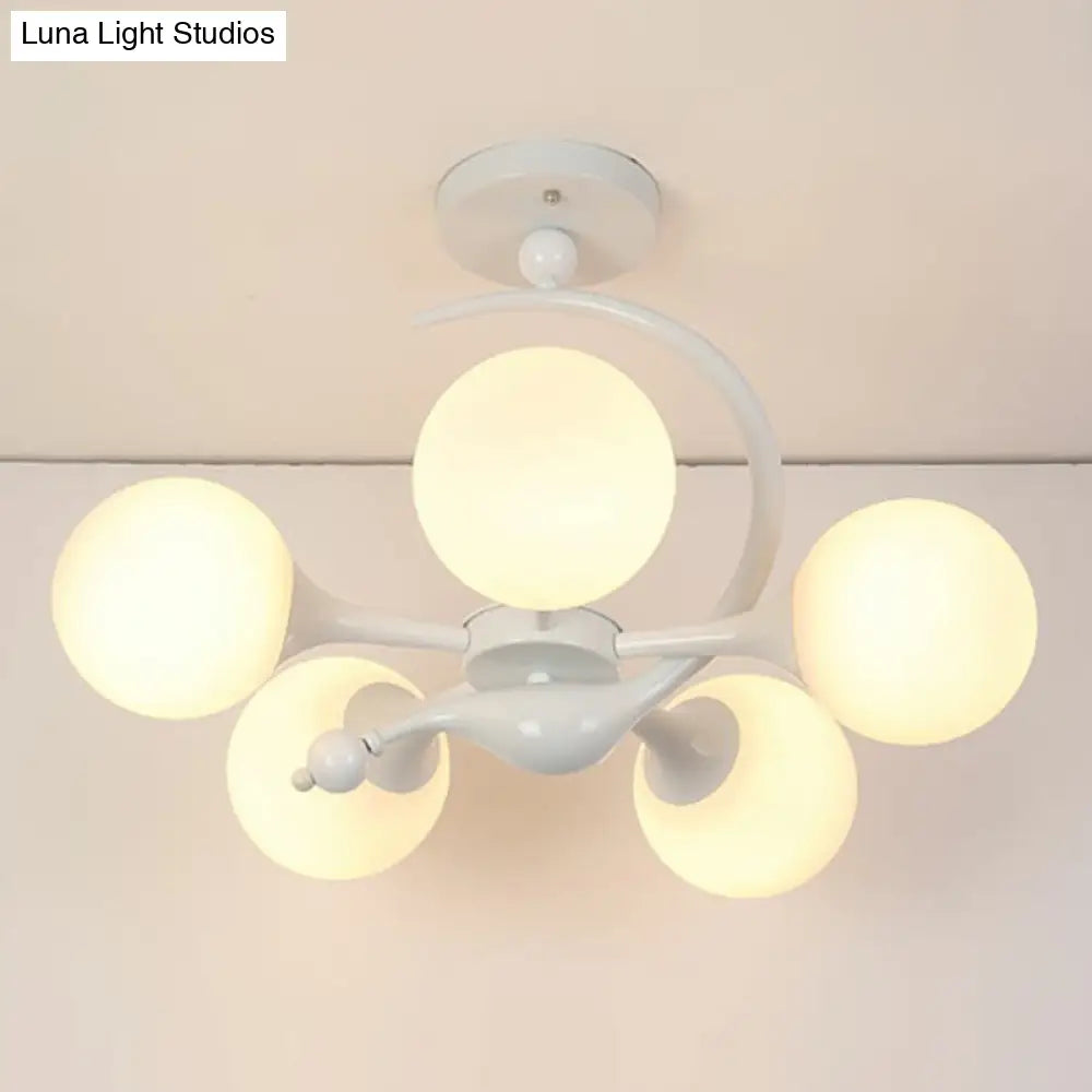 DecorBites™ DecorBites™ Modern Milk Glass Dining Room Ceiling Light - Spherical Semi Flush Mount Fixture