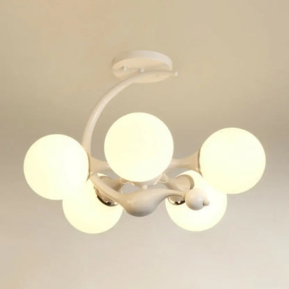 DecorBites™ DecorBites™ Modern Milk Glass Dining Room Ceiling Light - Spherical Semi Flush Mount Fixture