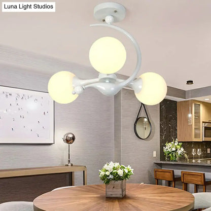 DecorBites™ DecorBites™ Modern Milk Glass Dining Room Ceiling Light - Spherical Semi Flush Mount Fixture