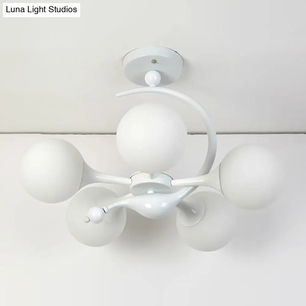DecorBites™ DecorBites™ Modern Milk Glass Dining Room Ceiling Light - Spherical Semi Flush Mount Fixture