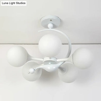 DecorBites™ DecorBites™ Modern Milk Glass Dining Room Ceiling Light - Spherical Semi Flush Mount Fixture