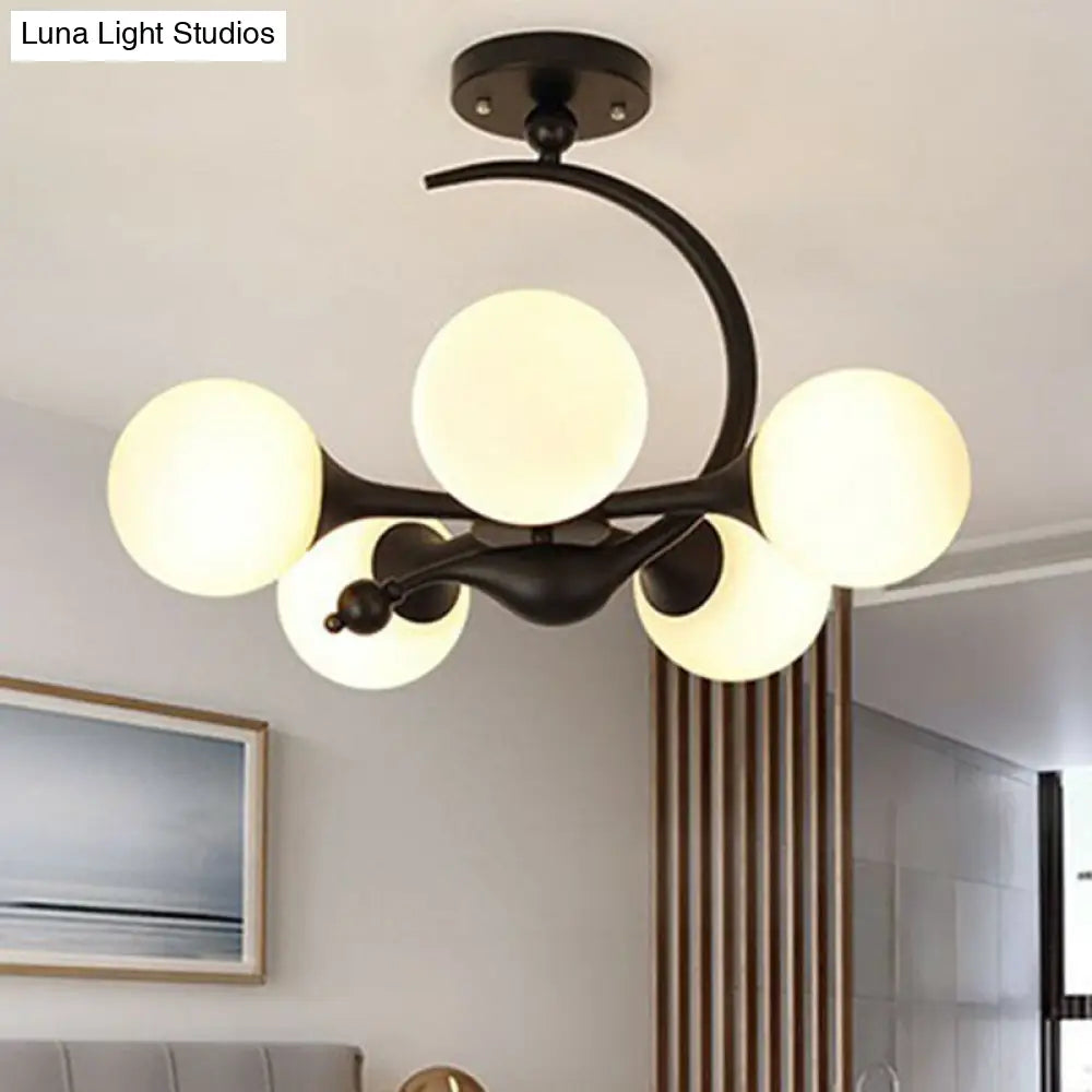 DecorBites™ DecorBites™ Modern Milk Glass Dining Room Ceiling Light - Spherical Semi Flush Mount Fixture