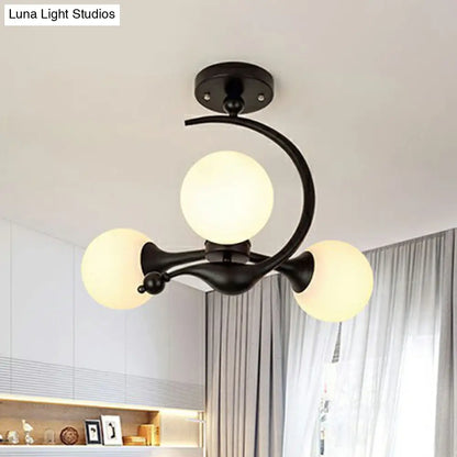 DecorBites™ DecorBites™ Modern Milk Glass Dining Room Ceiling Light - Spherical Semi Flush Mount Fixture