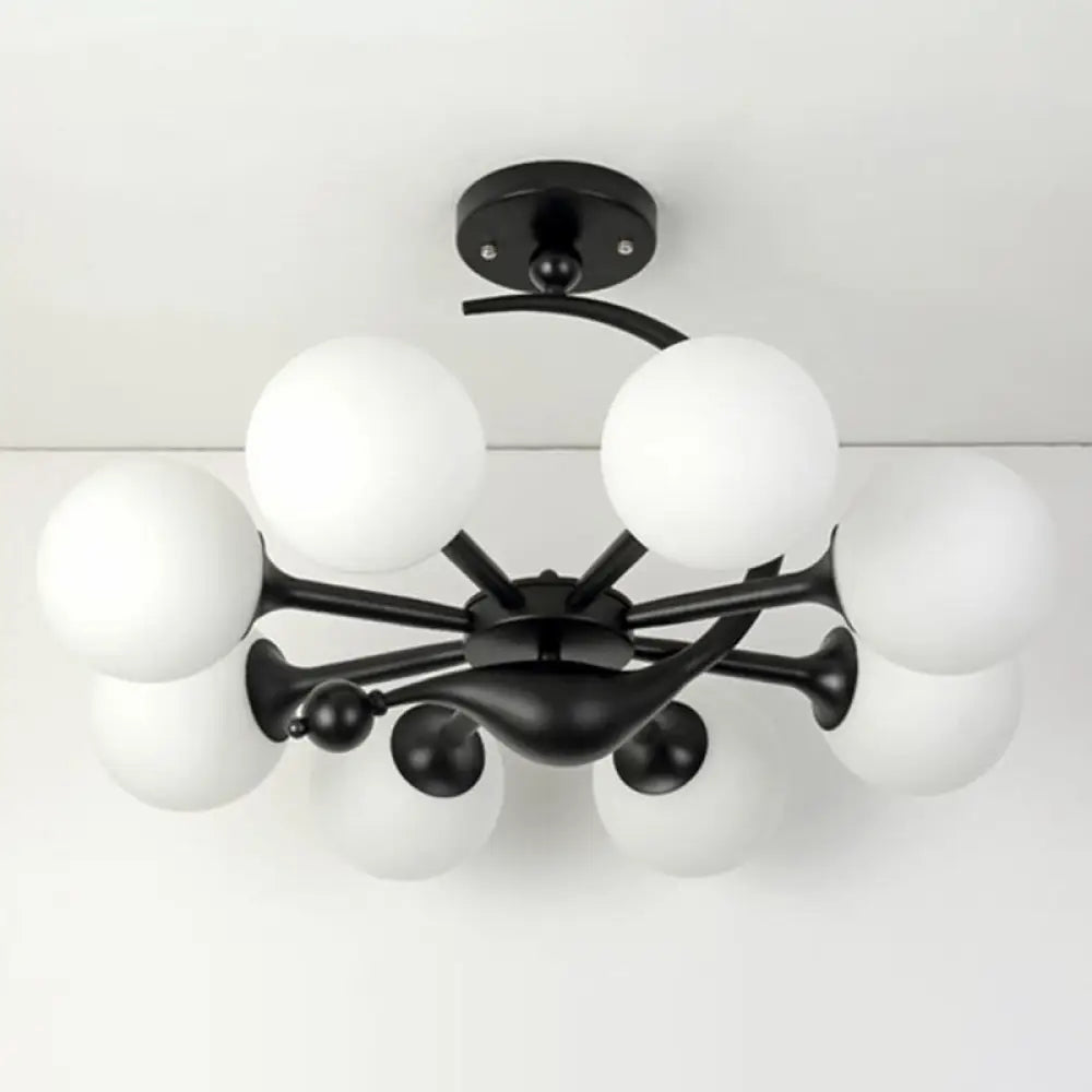 DecorBites™ DecorBites™ Modern Milk Glass Dining Room Ceiling Light - Spherical Semi Flush Mount Fixture